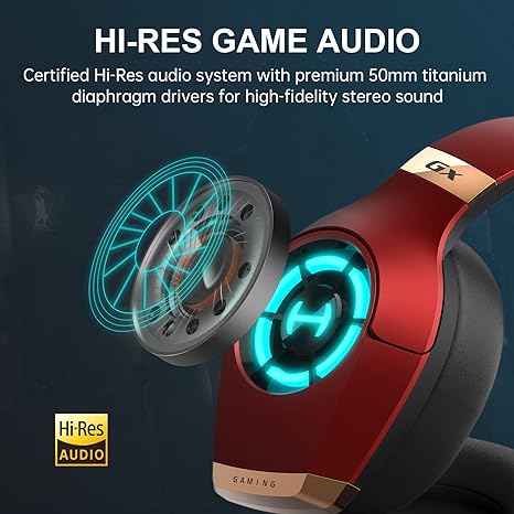 Edifier Hecate GX Hi-Res Gaming Headset for PS4/ PS5/ PC/Switch/Xbox Gamepad - USB/Type-C/3.5mm Wired Gaming Headphones with Microphone RGB Lighting - ENC Noise Cancelling - 50mm Driver (Red)
