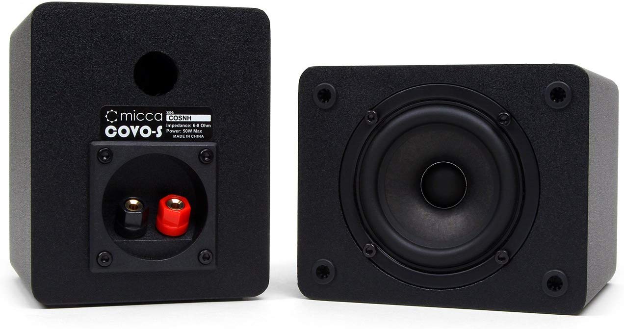 Micca COVO-S 2-Way Passive Bookshelf Speakers, Amplifier Required, Not for Turntable, 3-Inch Woofer, 0.75-Inch Tweeter, Wall Mountable, Pair, Black