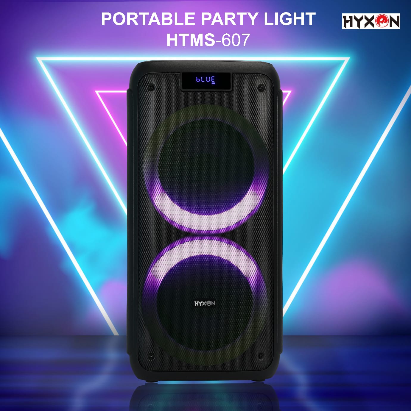 HYXON HTMS-607 Party Speaker 150 W RMS with 2 wireless UHF microphone with remote