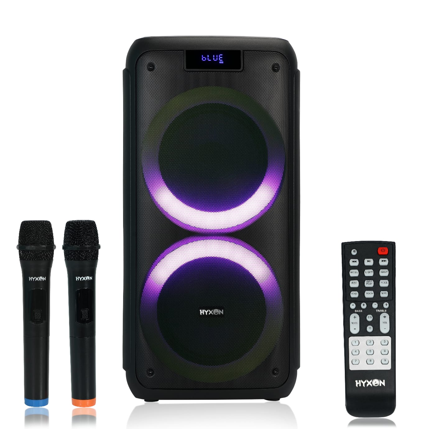 HYXON HTMS-607 Party Speaker 150 W RMS with 2 wireless UHF microphone with remote