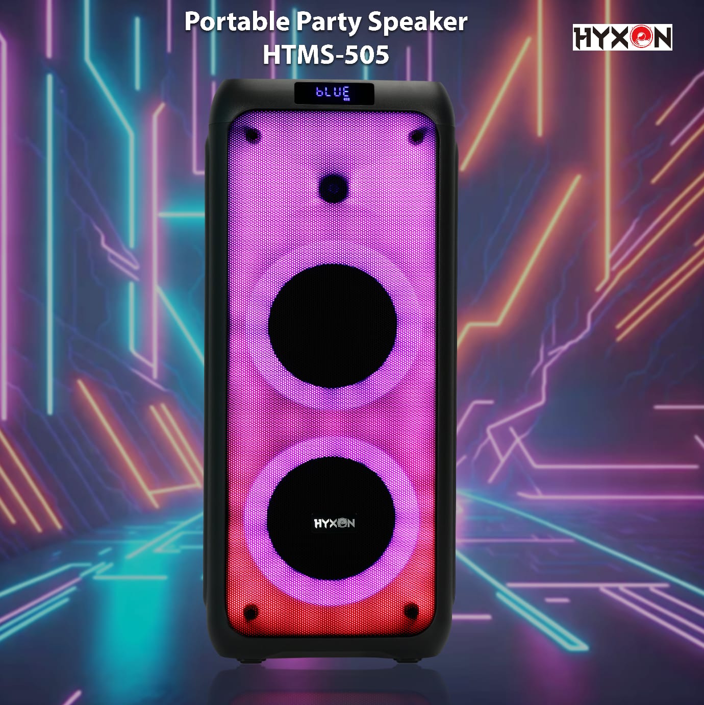 HYXON - HTMS-505 Bluetooth, USB, FM Radio, TF Card, Party Speaker With 2 UHF Microphone