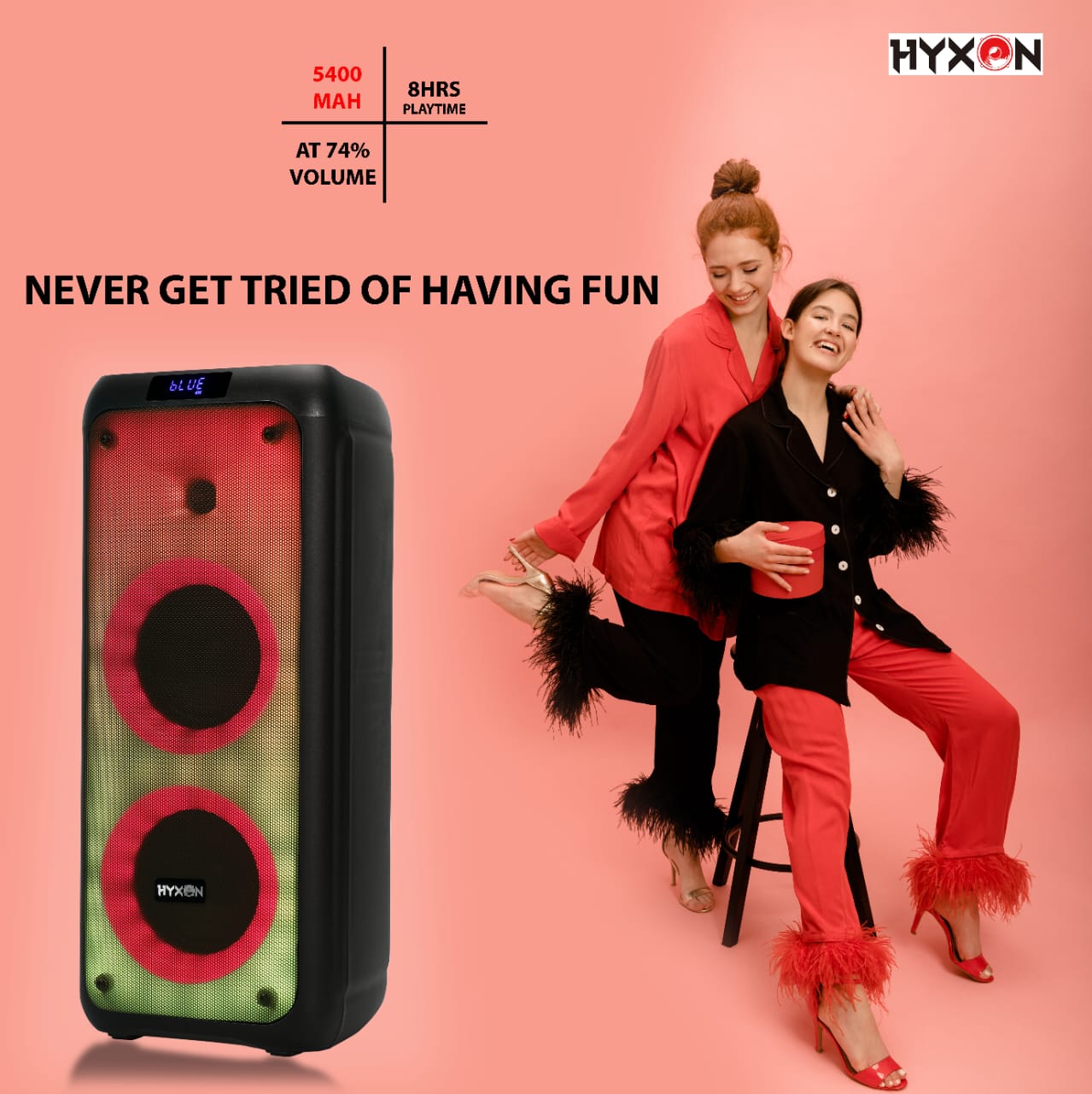 HYXON - HTMS-505 Bluetooth, USB, FM Radio, TF Card, Party Speaker With 2 UHF Microphone