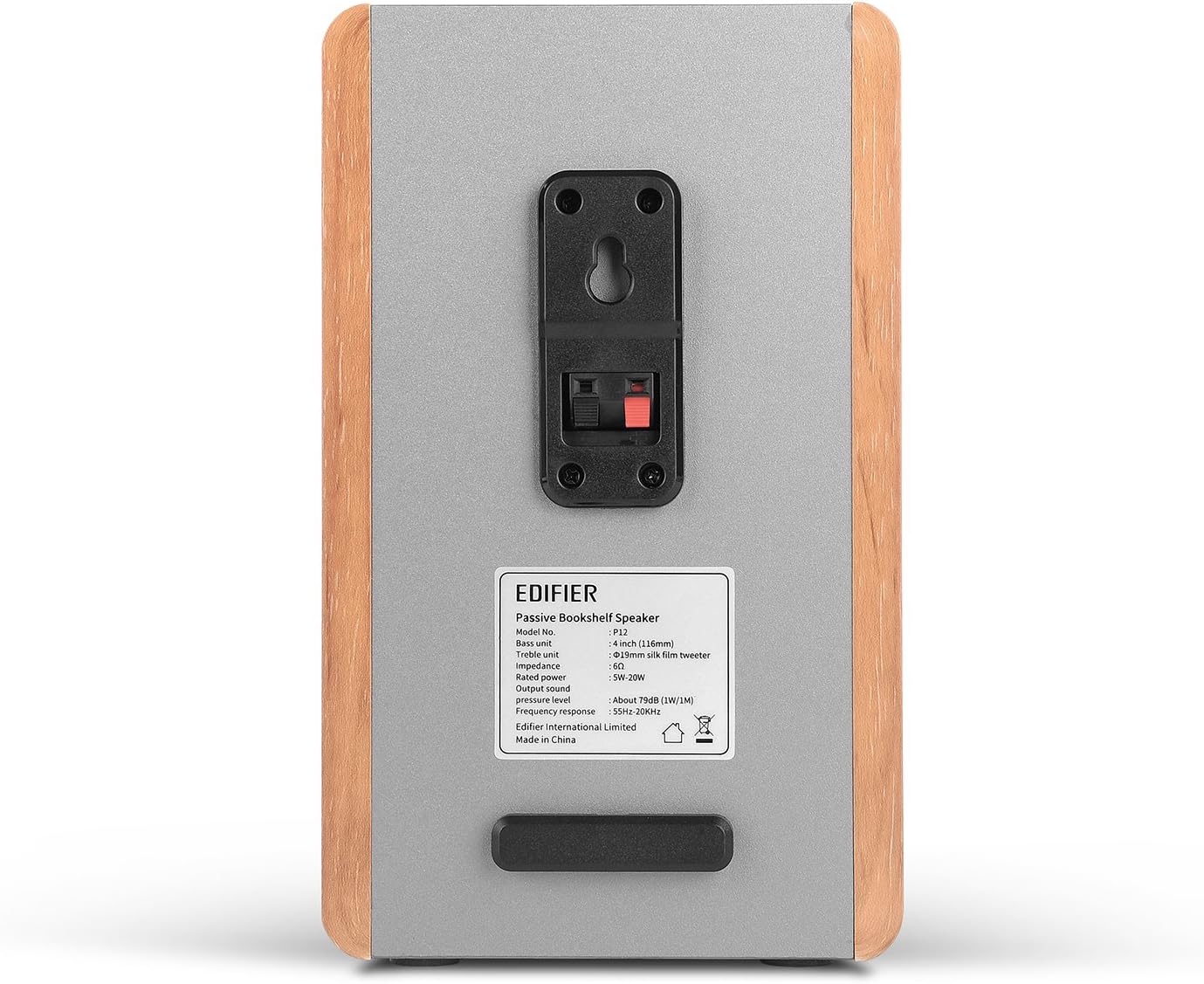 Edifier P12 Passive Bookshelf Speakers - 2-Way Speakers with Built-in Wall-Mount Bracket - Wood Color, Pair - Needs Amplifier or Receiver to Operate