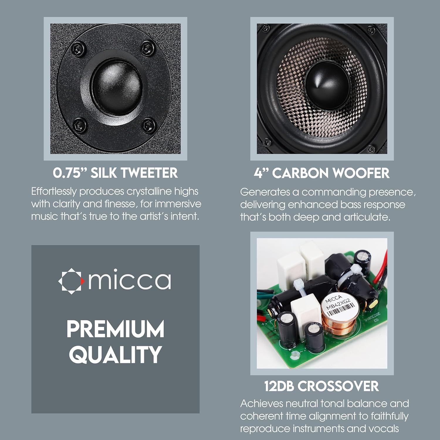 Micca MB42X G2 Passive Bookshelf Speakers for Home Theater Surround Sound, Stereo, and Passive Near Field Monitor, 2-Way (Black, Pair)