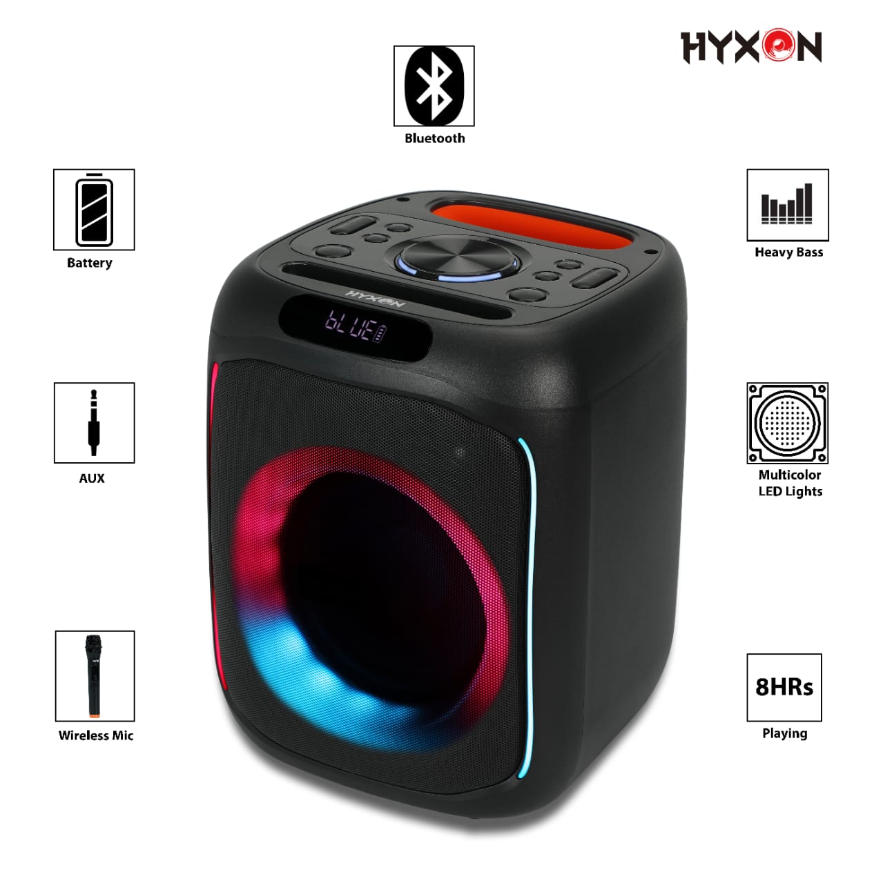 HYXON HK3 Bluetooth, USB, FM Radio, TF Card, Aux in, with single UHF Microphone 40 RMS