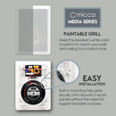 Micca M-6S 6.5 Inch 2-Way in-Wall Speaker for Home Theater, Whole House Audio, Indoor or Covered Outdoor Areas, 6.5" Poly Woofer, 1" Pivoting Silk Tweeter, White, Paintable, Each