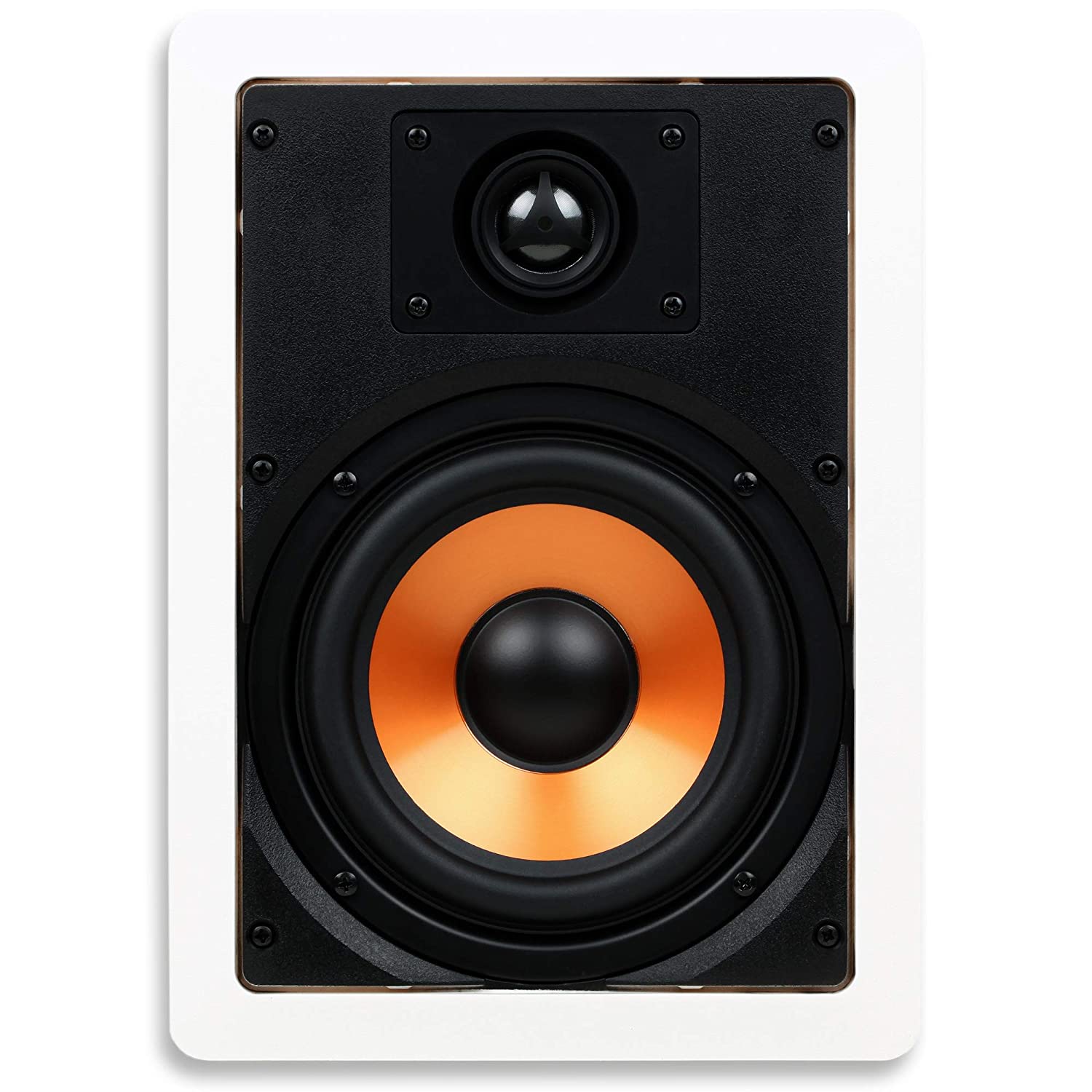 Micca M-6S 6.5 Inch 2-Way in-Wall Speaker for Home Theater, Whole House Audio, Indoor or Covered Outdoor Areas, 6.5" Poly Woofer, 1" Pivoting Silk Tweeter, White, Paintable, Each