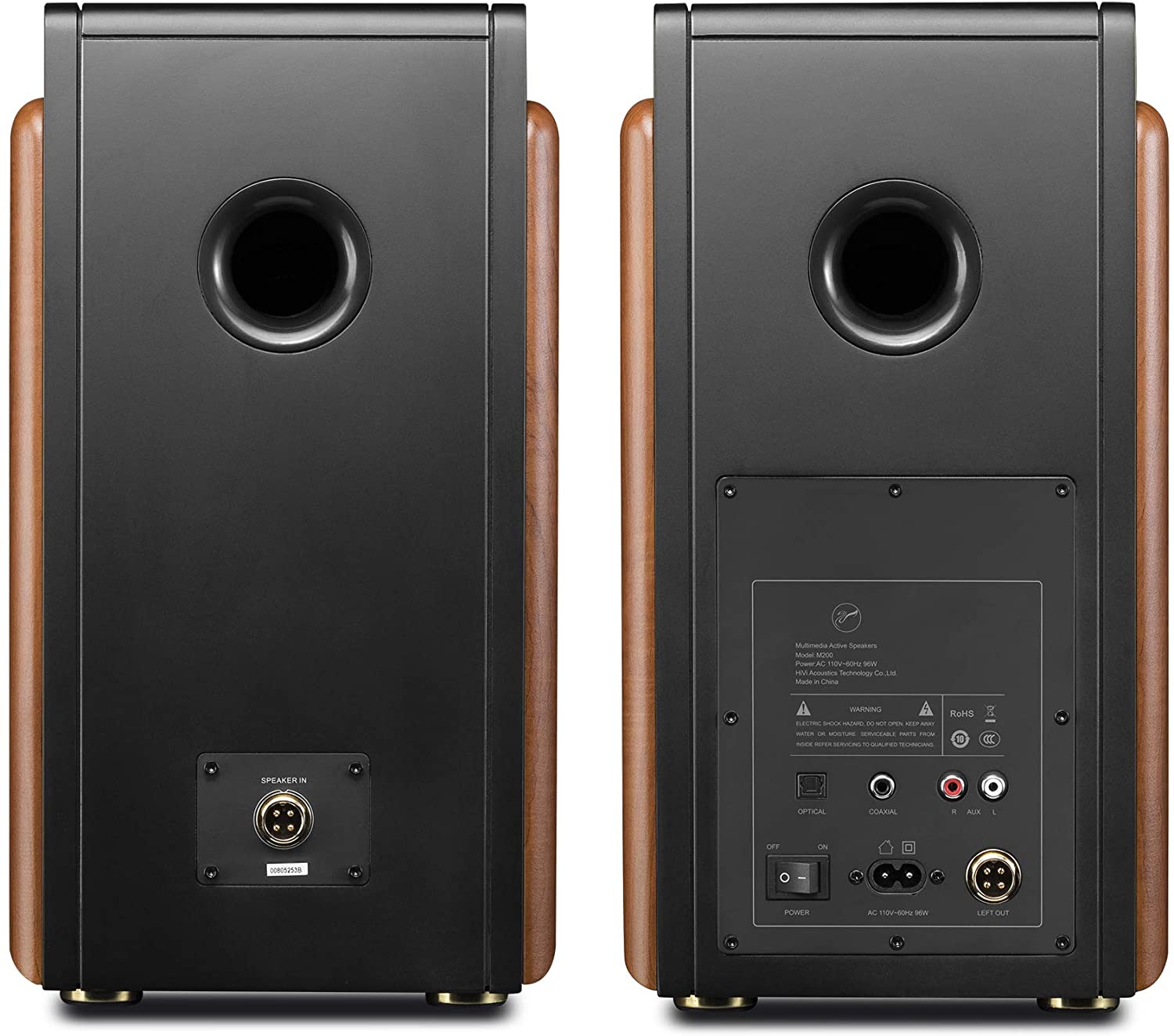 Hivi M200 DSP 80 Watt 2.0 Channel Wireless Bookshelf Speaker (Brown)