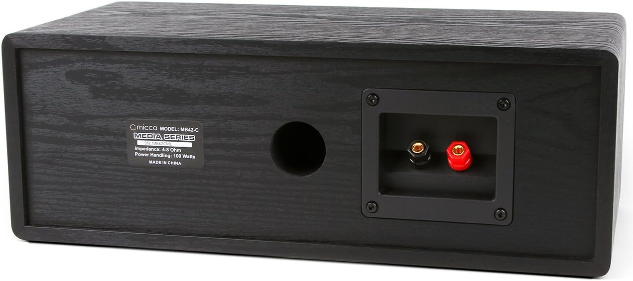 Micca MB42X-C Advanced Center Channel Speaker for Home Theater, Surround Sound, Passive, 2-Way (Black, Each)