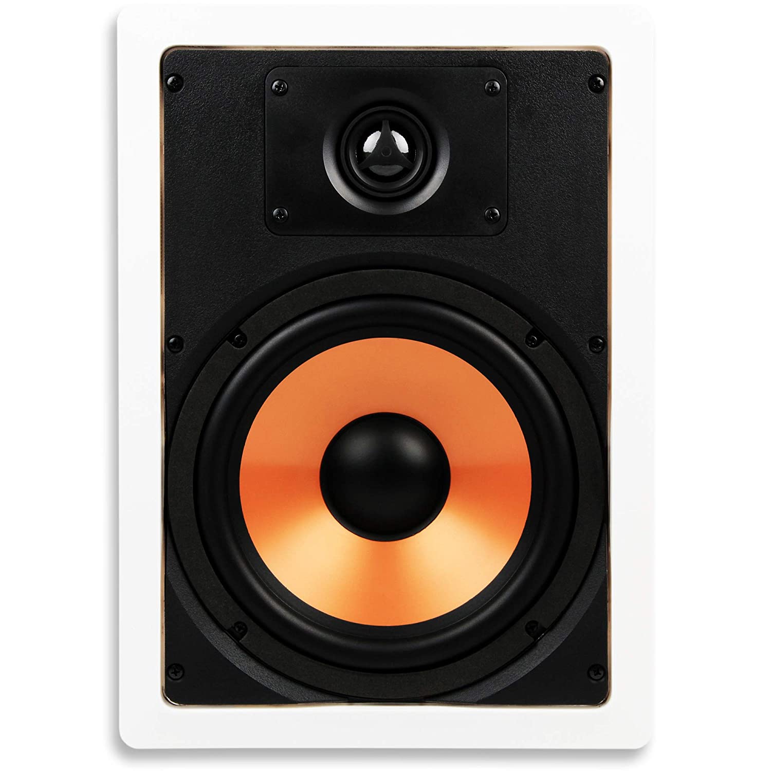 Micca M-8S 8 Inch 2-Way in-Wall Speaker for Home Theater, Whole House Audio, Indoor or Covered Outdoor Areas, 8" Poly Woofer, 1" Pivoting Silk Tweeter, White, Paintable, Each